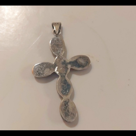 🖤Black Onyx 925 Sterling Silver Cross🖤 Vintage. - Picture 3 of 4